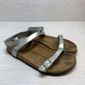 Birkenstock Daloa Silver Leather Ankle Strap Sandals Womens Size 39